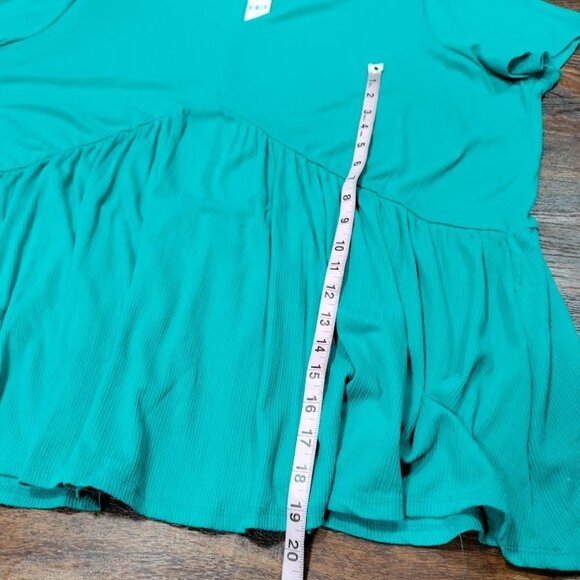 NWT Lane Bryant Peplum Babydoll Tunic Top Waffle Knit Green Womens Plus 26/28 - Picture 8 of 11